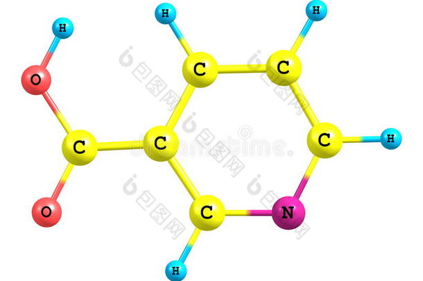 白色背景下烟酸（b3）的分子结构