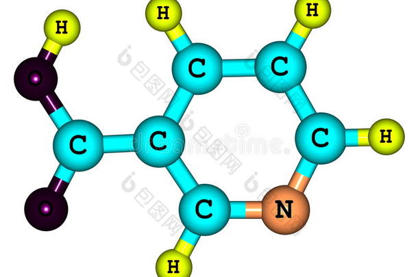 白色背景下<strong>烟酸</strong>（b3）的分子结构