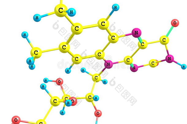 白色背景下核黄素（b2）的分子结构