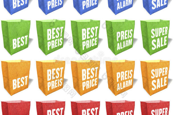 彩色，纸质购物袋，销售标语，<strong>关键词</strong>，印刷品，4套