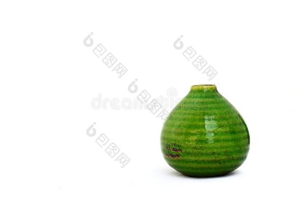 绿色老式陶瓷罐小形状