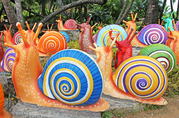 芭堤雅农家乐热带花园中的人造巨<strong>蜗牛</strong>