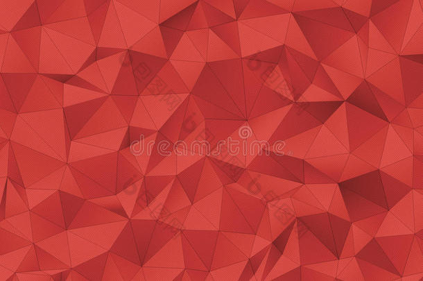 红色3d多边形曲面渲染