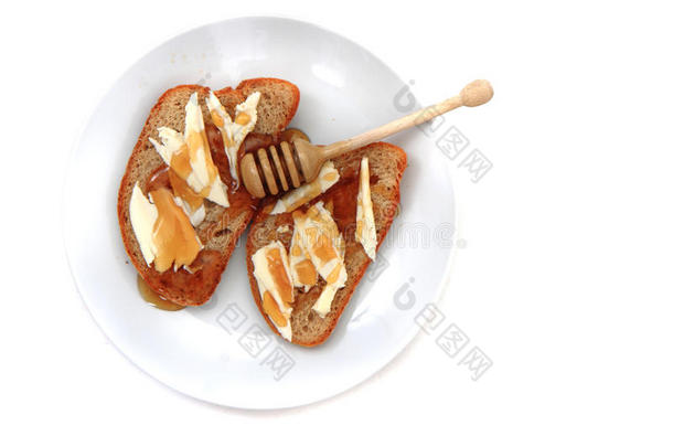 面包、黄油和新鲜蜂蜜