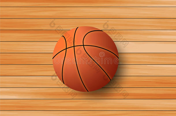 硬木地板上的篮球