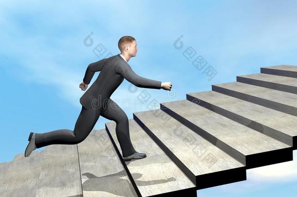 商人爬楼梯-三维渲染