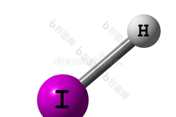 白色背景下碘化氢分子结构