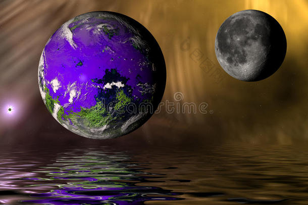 <strong>地球和月球</strong>洪水（计算机生成）