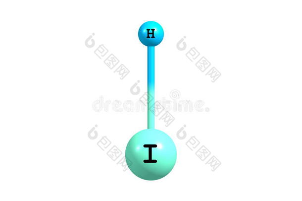 白色背景下碘化氢分子结构