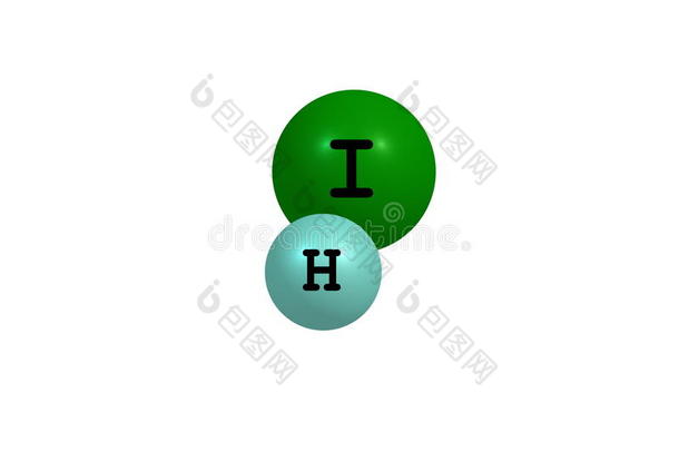 白色背景下碘化氢分子结构