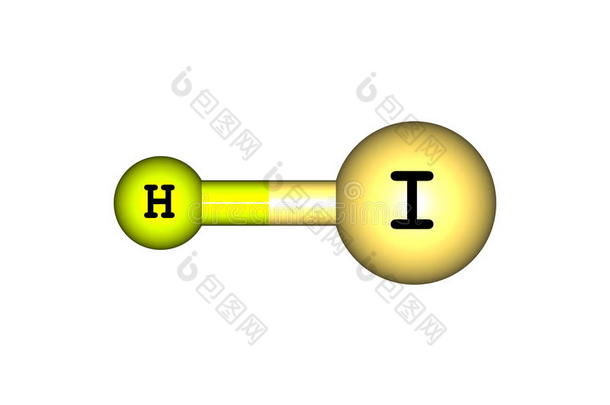 白色背景下碘化氢分子结构