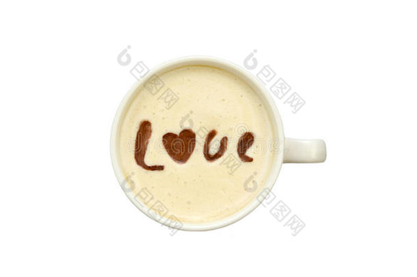 拿铁艺术-独立的咖啡杯“爱”画