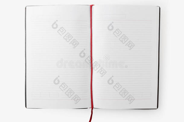 打开有线条的空白书，红色书签