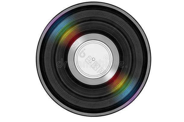 彩色彩虹反射光黑色音乐唱片