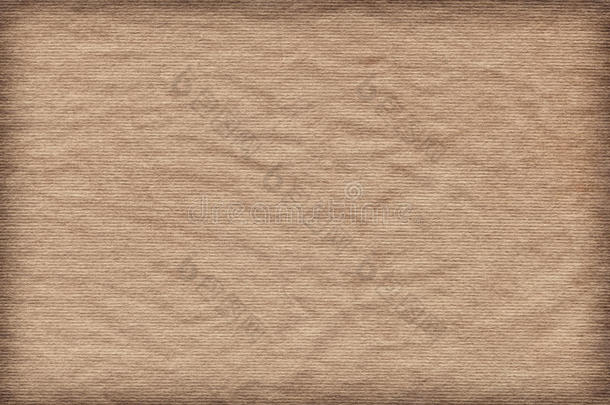 浅棕色条纹再生马尼拉牛皮纸包装纸粗粒皱折渐晕纹纹理
