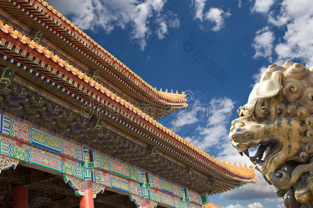 紫禁城的中国龙<strong>铜像</strong>。北京