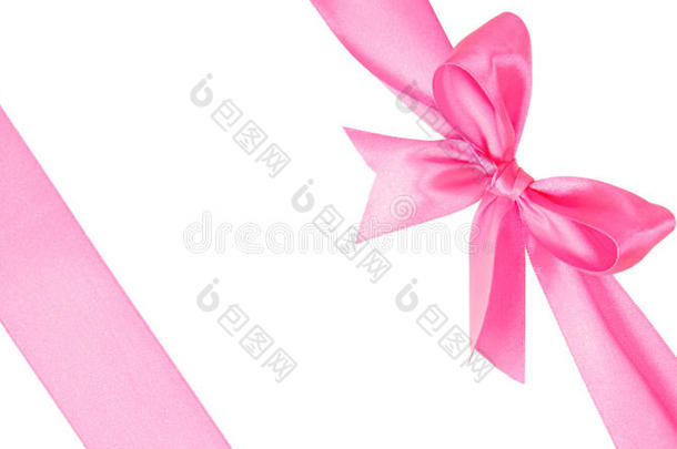 两条带蝴蝶结的粉色丝带
