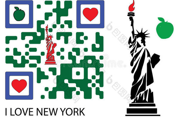 自由女神像和我爱纽约二维码