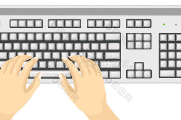 使用键盘的身体部位的手
