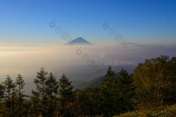 富士山清晨的云海