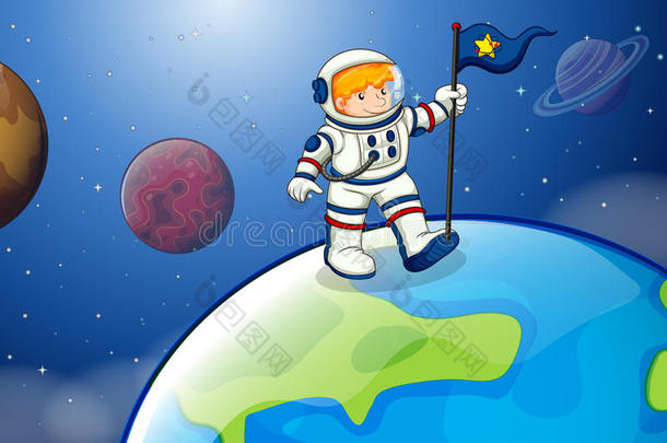 在外太空的年轻宇航员