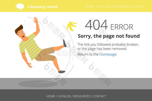 那个人踩在香蕉上滑倒了。找不到<strong>页面错误404</strong>