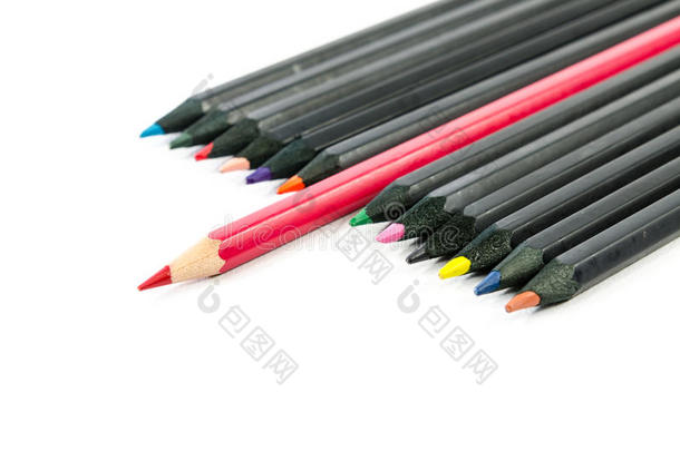 白底红铅笔黑铅笔