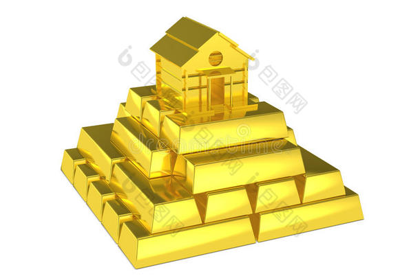 顶部的黄金金字塔房子