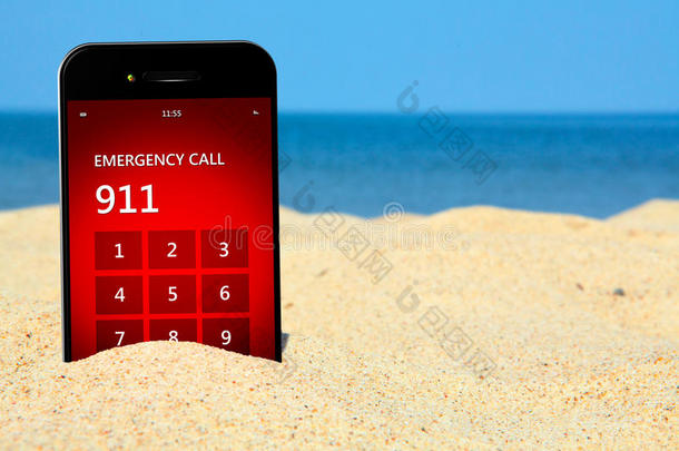 海滩上有911<strong>急救电话</strong>