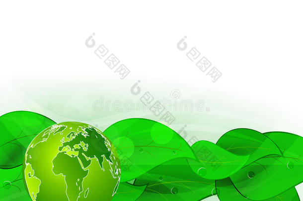 背景为绿叶和球体