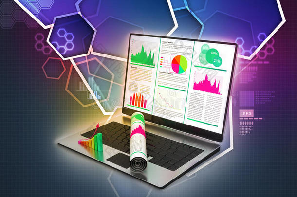 显示财务报告的笔记本电脑
