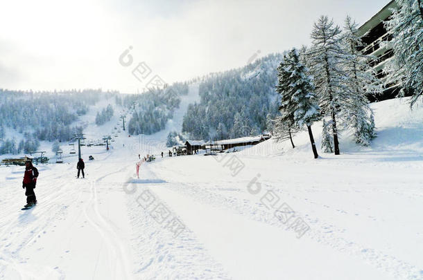 意大利拉蒂亚滑雪区的滑雪道