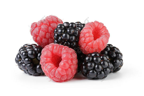 成熟的有机覆盆子和黑莓