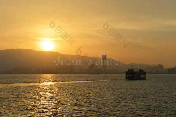 马来西亚槟城-2014年7月18日：槟城美丽的日落