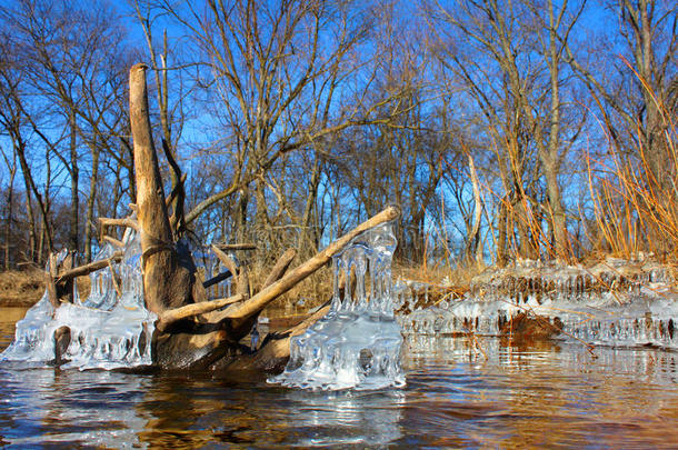 伊利诺斯州冬季基什沃基河