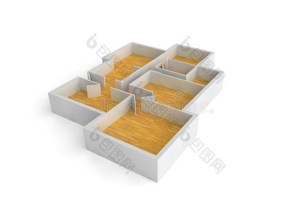 典型房屋或办公楼木地板的平面图