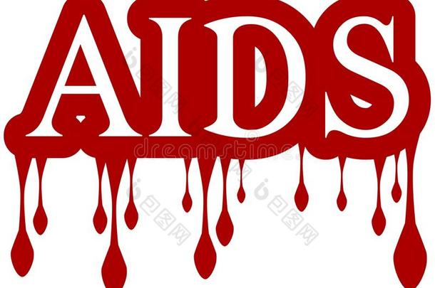 孤立的艾滋病字滴血