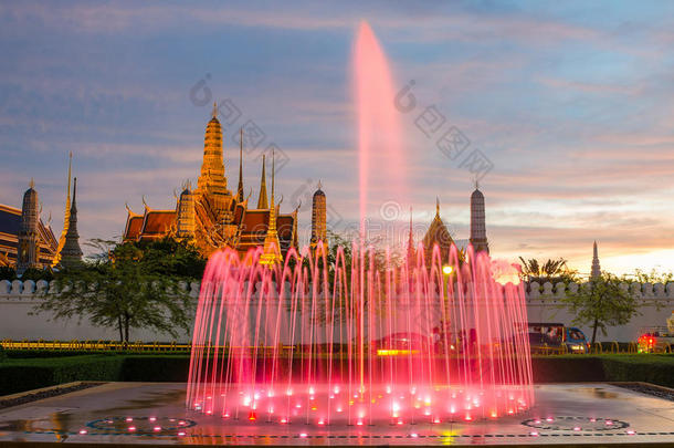 泰国曼谷萨南琅地标喷泉夜光