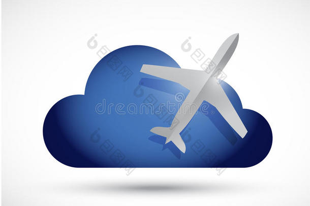 云与飞机插画设计