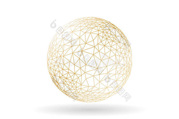 在白色背景上分离的几何过渡多边形球体异常矢量图形模板