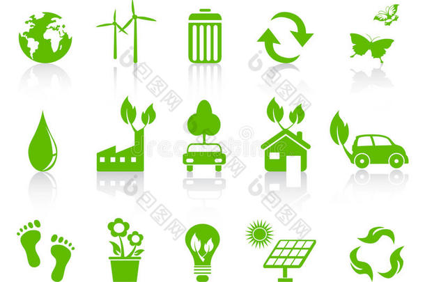 简单的绿色环保图标集