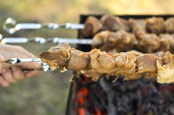 手握烤肉<strong>串串</strong>串。