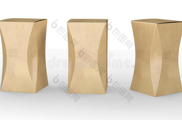 带曲线的棕色纸盒包装，<strong>包括剪切路径</strong>