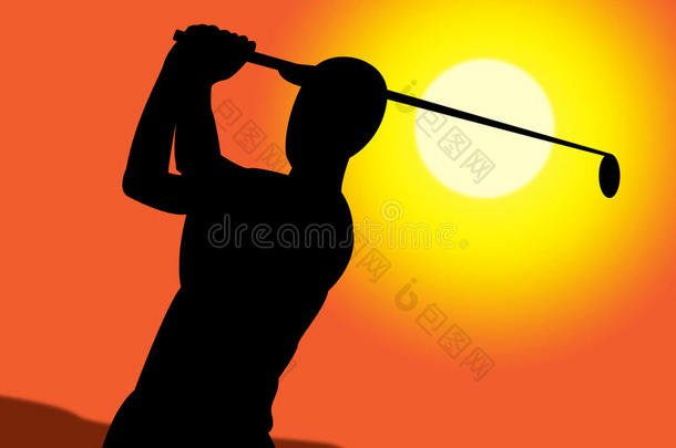 高尔夫挥杆代表休闲高尔夫和运动