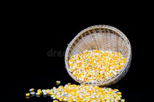 玉米和玉米种子放在篮子里