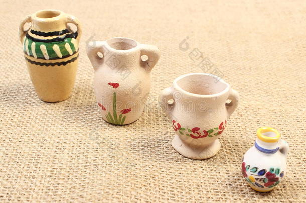 黄麻帆布装饰陶瓷花瓶