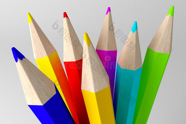 不同颜色的铅笔