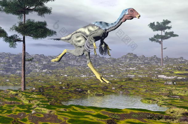 caudipteryx Dinosaur-3d渲染