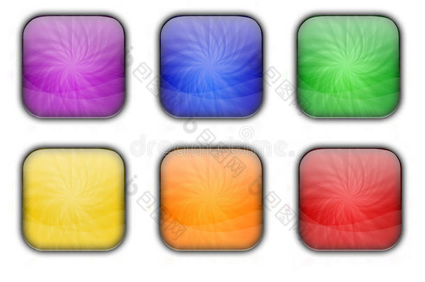 彩色方形玻璃网图标按钮组
