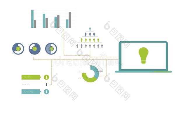 数字生成的绿色和蓝色商业信息图